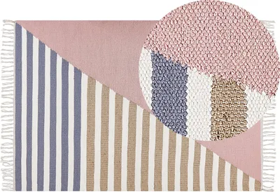 Zdjęcie produktu dla BELIANI Dywan wielokolorowy wełna juta 140 x 200 cm z frędzlami prostokątny styl boho do salonu sypialni