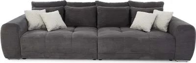 Produktbild von Big Sofa XXL 306 cm Federkern Lounge Couch mit Bezug aus Cord in Grau Anthrazit / 15171