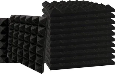 Obrázek produktu pro Akustické pyramidové tlumicí panely - zvuková izolace pro domácí studio - 12 kusů - černá - 30 cm x 30 cm x 25 cm