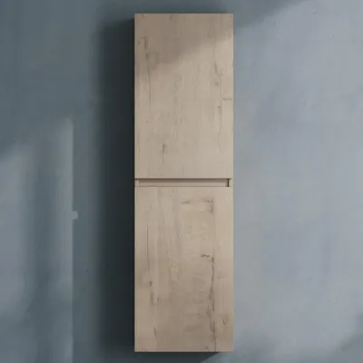 Produktbild von doporro Seitenschrank Badschrank Schmal Hochschrank Badezimmer Hängend Regal BHT ca: 35x20x120cm Midischrank in Eiche Greige Verona