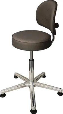 Produktbild von Drehhocker Indianapolis mit Rückenlehne | Sitzhöhe 44-57cm | Ø 61cm | Tragfähigkeit 110kg | Kunstleder-Sitz | Aluminium-Fußkreuz mit Gleiter | Schwarz