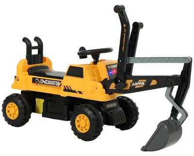 Produktbild von Lenkrad drehbar, Sitzbagger Kinder Aufsitzbagger mit Schaufel, Bagger Spielzeug, Gelb  |  1,5–3 Jahre  |  30° drehbar  |  113x36x57 cm