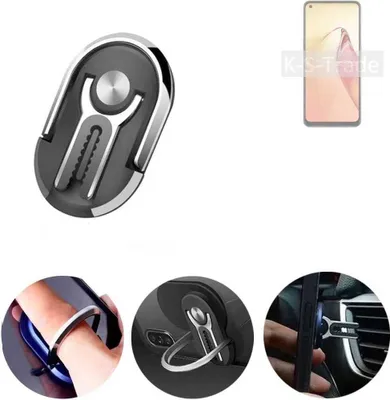 Produktbild von K-S-Trade 3in1 Smartphone-Ring Handy-Ring kompatibel mit Oppo Reno8 Fingerhalterung  Handyring Tischständer Lüftungsgitter-Halterung Tisch Ständer