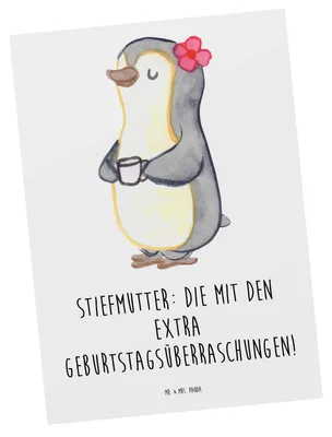 Produktbild von Mr. & Mrs. Panda Ansichtskarte Stiefmutter Überraschungen - Weiß - Geschenk, einzelkarte, Postkarten, Feiern, Grußkarte, Kreativität, persönliche Erinnerungen, Familie