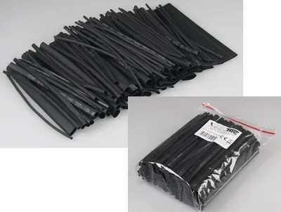 Obrázok produktu pre ChiliTec zmršťovacie hadičky, 100 kusov v sáčku, čierna farba