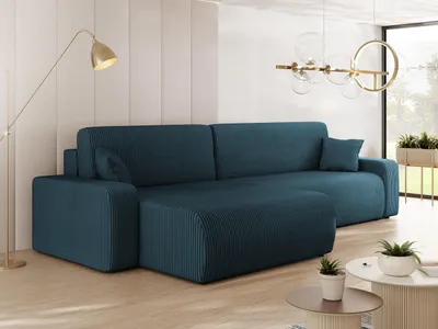 Produktbild von MIRJAN24 Ecksofa Piano L Maxi Cord, Eckouch mit Bettkasten und Schlaffunktion, Schwarze Füße, Wellenfeder, L-Form (Farbe: Poso 05)