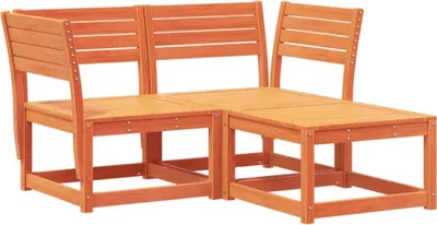 Produktbild von vidaXL 3-tlg. Garten-Sofagarnitur Wachsbraun Massivholz Kiefer