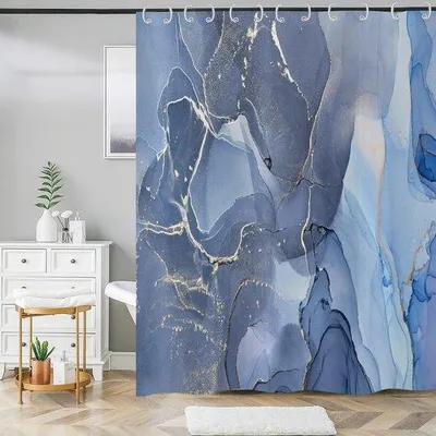 Produktbild von Blaues Duschvorhang 180x180cm Polyester