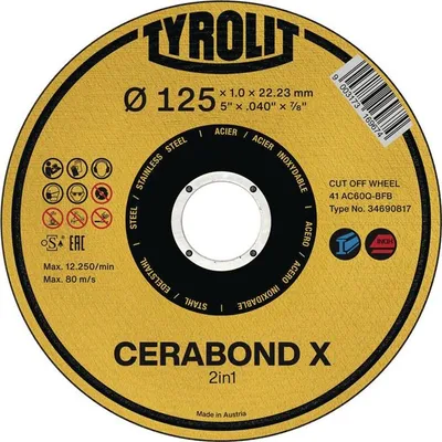 Produktbild von Trennscheibe PREMIUM CERABOND X D125x1,0mm gerade Bohrung 22,23 mm