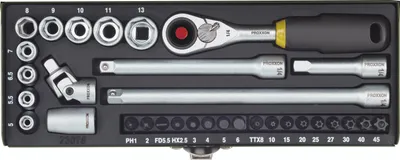 Immagine prodotto di Proxxon Steckschlüsselsatz, Feinmechaniker-Satz mit 1/4"-MICRO-Kompaktratsche