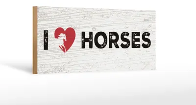 Produktbild von Holzschild Spruch 27x10 cm I love horses Schild