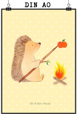 Produktbild von Mr. & Mrs. Panda Bild Igel Grillen DIN A0 - Gelb Pastell - Geschenk, kunstdruck poster, Lustige Sprüche, Sinn Des Lebens, Motivation, Wandbild, wanddeko, wandkunst, Ziele