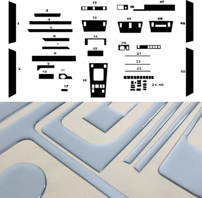 Immagine prodotto di Arredamento interno abitacolo per Mercedes Classe E W124 1985-1995 look alluminio 50x