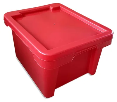 Produktbild von Kunststoffbox mit Deckel, stapelbar und leicht (rot)