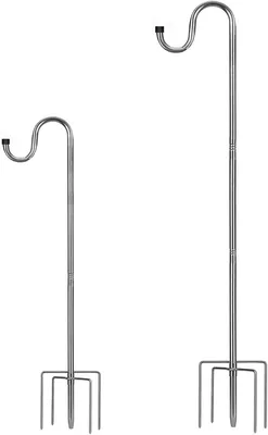 Obrázok produktu pre Krmítko pre vtákov stĺpik 117 cm, nastaviteľné pastierske háky, ťažké s 5 tyčami, pre záhradné osvetlenie