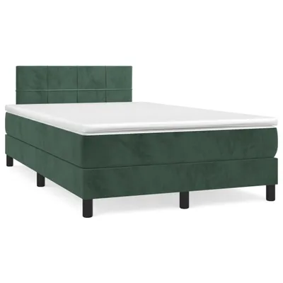 Image de vidaXL Lit boxspring avec matelas vert foncé 120x200 cm velours