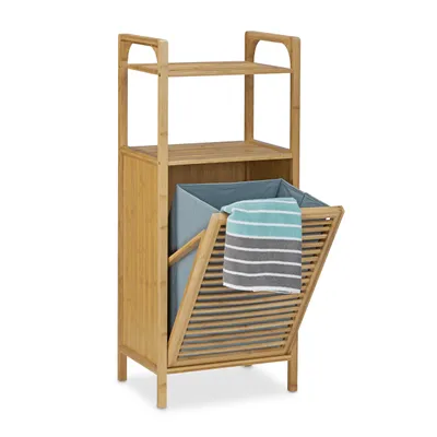 Image de Etagère de salle de bain avec panier à linge en bambou RD0310, marron