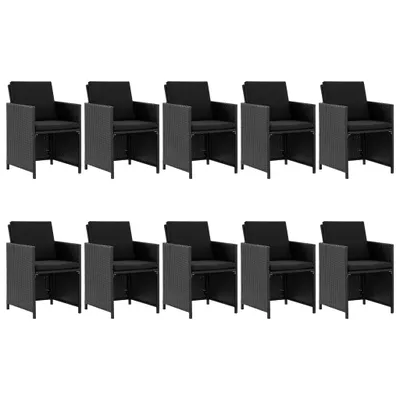 Image de vidaXL Ensemble de jardin 11 pièces avec coussins Poly rotin noir