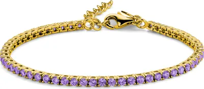 Produktbild von Neu Bling 9NB-1230 Silbernes Tennisarmband mit Zirkoniasteinen 3mm - lila - 16.5+3cm - Silber - vergoldet/Gold auf Silber