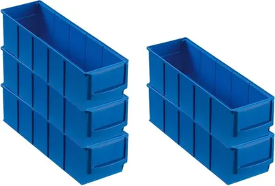 Produktbild von SparSet 5x Blaue Industriebox 300 S | HxBxT 8,1x9,1x30cm | 1,6 Liter | Sichtlagerkasten, Sortimentskasten, Sortimentsbox, Kleinteilebox