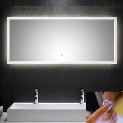 Image de Armoire miroir LED pour salle de bain, 120 cm, avec fonction tactile et éclairage LED intégré