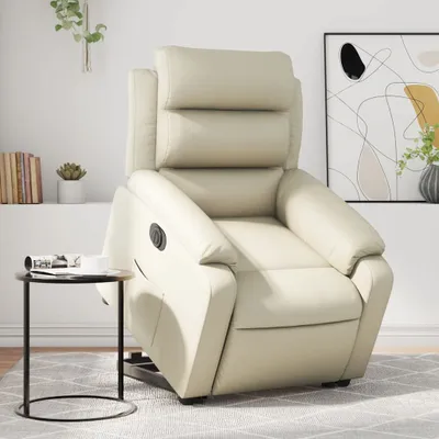 Image de Fauteuil relax avec releveur électrique Crème Similicuir