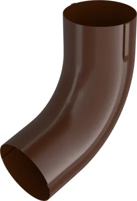 A brown gutter elbow on a white background.