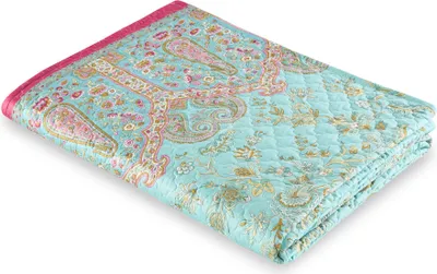 Produktbild von Bassetti Baumwoll-Tagesdecke INDIAN ROSES Farbe T1 TURCHESE Größe 240x255