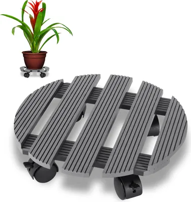Zdjęcie produktu dla Wałek do roślin Yakimz WPC 30 x 30 x 7,5 cm, do zastosowań zewnętrznych i wewnętrznych, nośność 80 kg, odporny na warunki atmosferyczne, szary, okrągły