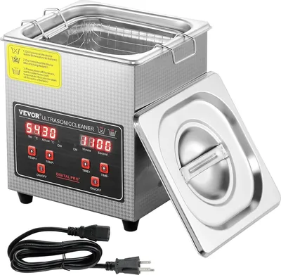 Image de VEVOR Nettoyeur à ultrasons Nettoyeur à ultrasons en acier inoxydable 150 W, 2 L Nettoyeur à ultrasons avec affichage numérique 0-30 min, nettoyage par ultrasons pour bijoux, lunettes, montres, etc.