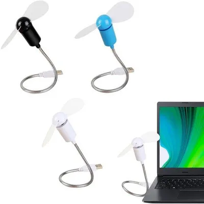 Produktbild von Azomor® Tragbarer Mini USB Ventilator mit Flexibler Schwanenhals für Laptop und Büro