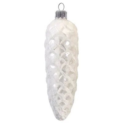 Produktbild von Weihnachtsglasdekoration Zapfen Weiß