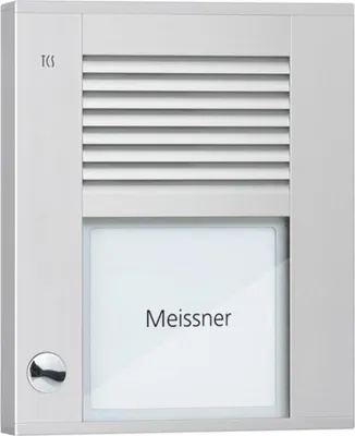 Imagen del producto de TCS Audio, panel de control exterior, modelo PDS PDS01-EN/04, 1 botón, diseño de una fila, color plateado