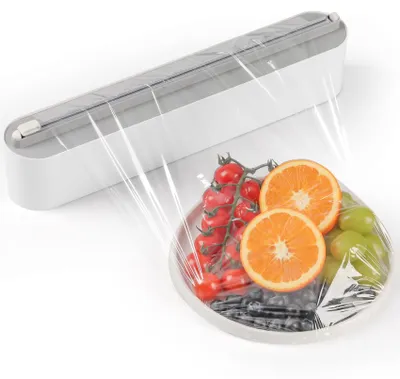 Folienspender magnetisch mit 50 m Frischhaltefolie, Schneidevorrichtung, weiß