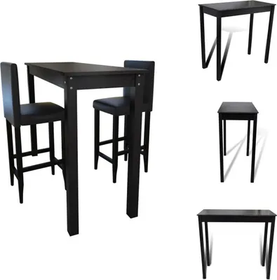 Image de Set de bar Table de bar avec 2 tabourets de bar noir - Ensemble de salle à manger