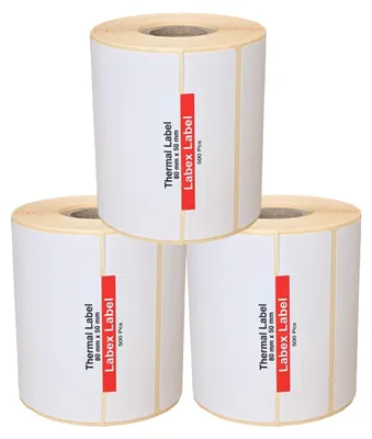 Image de Étiquettes thermiques de 80 x 50 mm, en rouleau, 3000 pièces, adhésives
