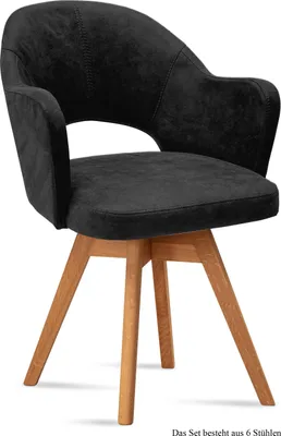 Produktbild von Armlehnstuhl drehbar (6er-Set) Dosya 59x87x61 Eiche geölt/Anthrazit