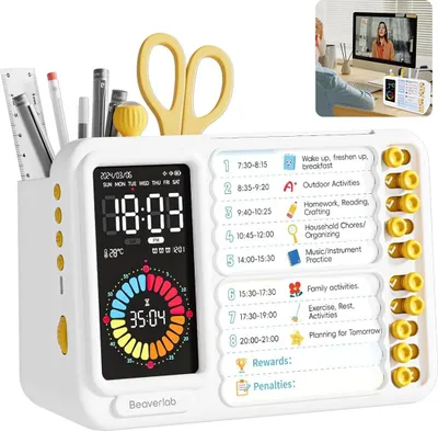 Produktbild von Kinder Zeitplan Zeitmanagement Visual Timer Schüler Timer mit Aufgabenübersicht, 99 Min Timer, LCD Display, Zeitmanagement-Tool für Kinder