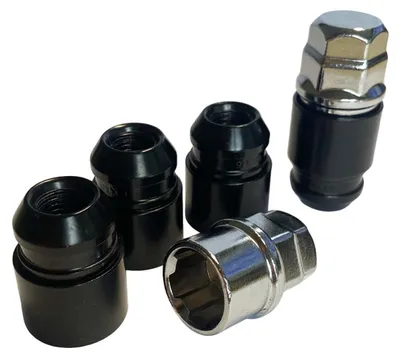 Produktbild von Felgenschlossmuttern M12x1,5 34mm Kegelbund 60° schwarz für Mazda Mitsubishi Nissan Opel Peugeot Toyota Volvo Felgen Schloss
