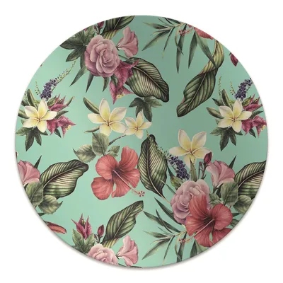 Produktbild von Rundmatte - Stuhlunterlage Bürostuhlunterlage - Rund Ø 100 cm - Bodenmatte - Fußmatte - Blätter und Blumen
