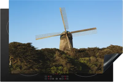 Produktbild von KitchenYeah© Herdabdeckplatte San Francisco - Bäume - Windmühle , 80x52cm, Küche Deko, Glaskeramikkochfeld Herdabdeckung, Abdeckplatte fùr Kochfeld