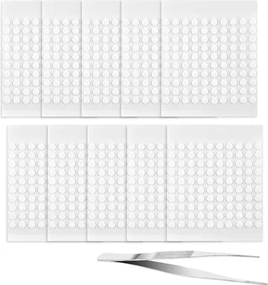 Produktbild von 1000 Stück doppelseitige Klebepunkte mit Pinzette,runde transparente