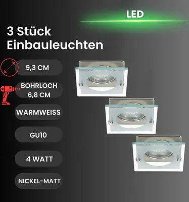 Produktbild von Einbauleuchte Briloner Attach LED Downlight 3er Set Nickelmatt Einbaulampe Deckenleuchte