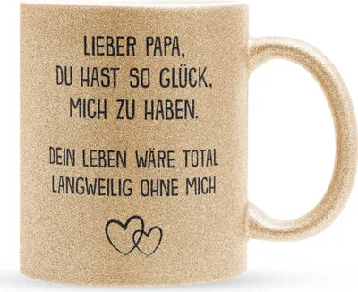 Produktbild von 22Feels Glitzertasse Gold Papa Geschenk Vatertag Vater Geburtstag Kaffeetasse Männer Weihnachten Haferl Geschenkidee Bürotasse