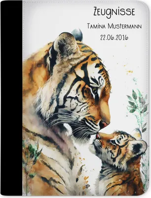 Produktbild von Zeugnismappe, Dokumentenmappe, Ordner A4, Tiger mit Klarsichthüllen