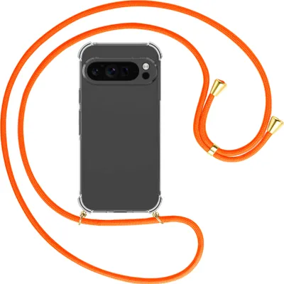 Produktbild von Handykette Backcover-Schutzhülle mit Band (Metall goldfarben) für Google Pixel 9 Pro XL (6.8'') - neonorange