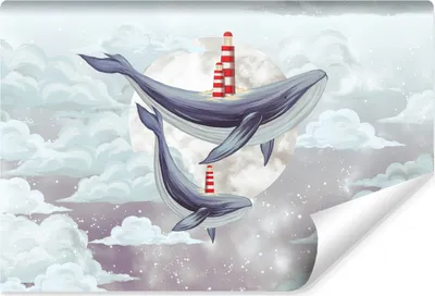 Produktbild von Muralo Vlies Fototapete Für Kinder WALE Mond Wolken Leuchttürme Abstraktion Br. 135cm x Hö. 90cm