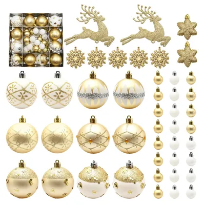 Weihnachtsdekoration-Set, 102-teilig, unzerbrechlich, Gold/Silber