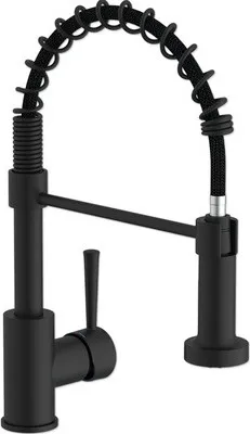 Produktbild von Lenz NOVA Küchenarmatur Schwarz-matt, flexible Spiralbrause, 2 Strahlarten, 360° schwenkbar, , Hochdruck, Markenmischdüse 46070951