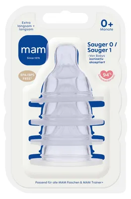Produktbild von MAM Sauger Größe 0 + 1 im 4er-Set, langsamer Durchfluss, für Neugeborene – Größe 0+1